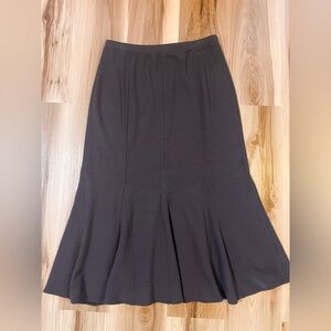 Eileen Fisher Medium M Brown Wool Blend Knit Midi Skirt Godet Fit Flare Trumpet